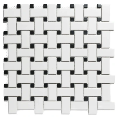 Afbeelding van The Mosaic Factory Paris Gevlochten Mand Zwart Wit Mat