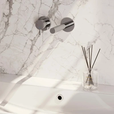 Afbeelding van BRAUER Chrome Edition inbouw wastafelmengkraan met rechte uitloop en rozetten model B2 chroom