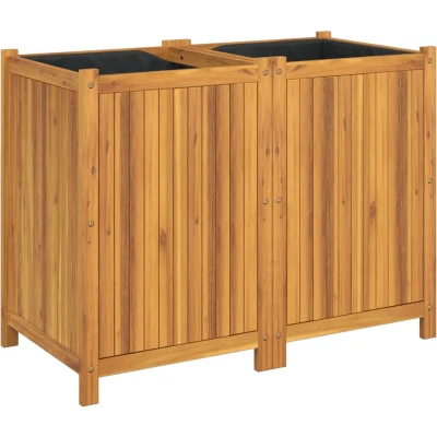 Afbeelding van Plantenbak met voering 100x50x75 cm massief acaciahout