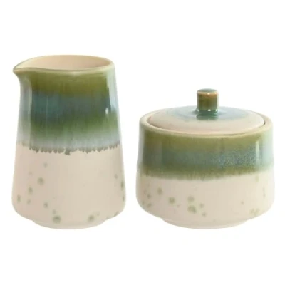 Afbeelding van Melk en Suikerpot Home ESPRIT Wit Groen Porselein 250 ml 9 X 8,4 cm 2 Onderdelen