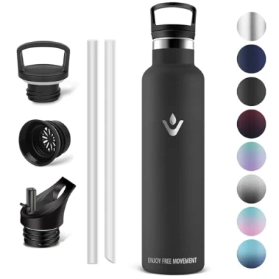 Afbeelding van Vikaster Thermosfles, 1000 ml, BPA vrij, thermosfles met rietje, voor school, sport, fiets, camping, fitness, outdoor