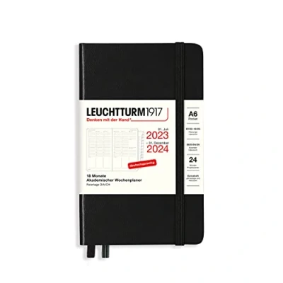 Afbeelding van LEUCHTTURM1917 367558 Academische weekplanner Pocket (A6) 2024, 18 maanden, zwart, Duits