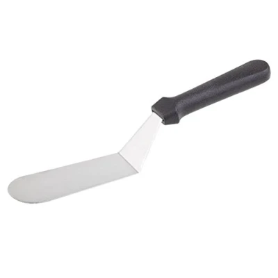 Afbeelding van APS paletta angolata BLU Coltello professionale per spalmare con lama flessibile in acciaio inossidabile e manico plastica nera, dimensioni 17 x 5 cm, lunghezza totale 30 cm