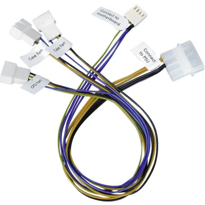 Afbeelding van Aansluitkabel PC ventilator [3x ventilatorstekker 3 polig, 4 polig 1x IDE stroomstekker pol