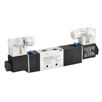 Afbeelding van Heschen Elektrisch pneumatisch magneetventiel 4V230 08C 24VDC 4.8W PT1/4 5 polig 3 standen