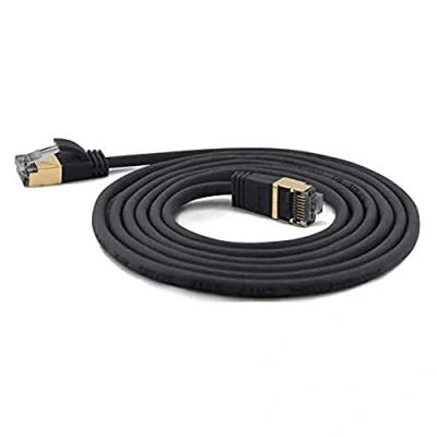 Afbeelding van wantecWire Extra dunne patchkabel CAT.7 kabel, CAT.6 stekker SSTP afgeschermd, lengte 0,1 m, zwart