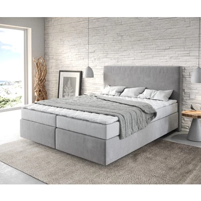 Afbeelding van bed Dream Well Grijs 160x200 cm microvezel stof met matras en topper boxspring