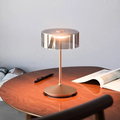 Afbeelding van Sigor Numotion LED oplaadbare tafellamp, brons, glas, IP54, dimbaar