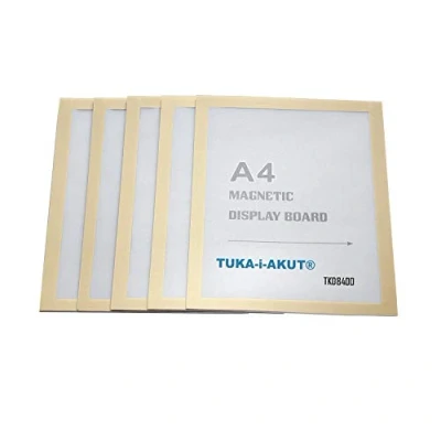 Afbeelding van TUKA i AKUT [5x] A4 Infoframe Magneetlijst met Zelfklevende Achterkant, Gemakkelijk Uitwisselbaare Magnetische Wissellijst voor Wanden en Deuren, Magnetisch Frame Set van 5 Goud Kleur, TKD8400 5x