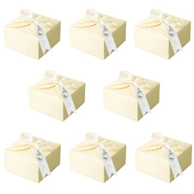 Afbeelding van Geschenkdozen van papier voor snoep, 20 stuks geschenkdoos met lint, snoepdozen feestjes, geschenken parelhangers en etiketten, bruiloft, feest, verjaardag, Kerstmis