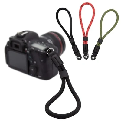 Afbeelding van LENS AID Polsband in touw look voor camera, camerariem pols, Sailor Strap, Zwart met ring, Einheitsgröße (universell)