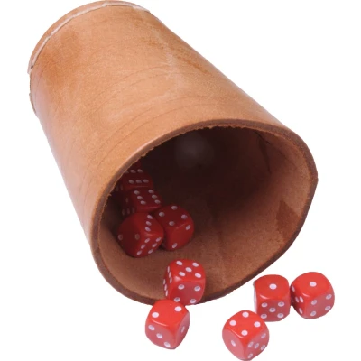 Afbeelding van Engelhart Pokerbeker leer 10 cm dobbelbeker dobbelstenen schudden Dobbelbekers