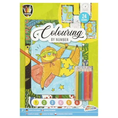 Afbeelding van Creative Craft Group Kleuren op Nummer Kleurboek A4 met 6 Kleurpotloden, 24 Vellen