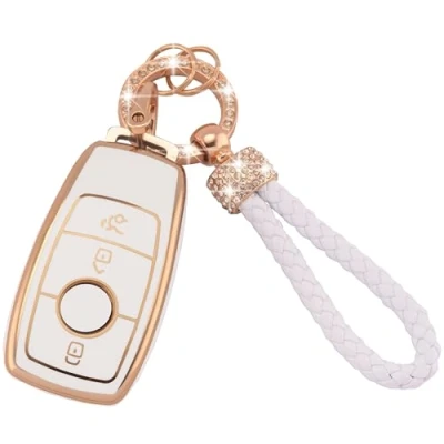 Afbeelding van Koaudb Autosleutel Case voor Mercedes Benz, 3 Knoppen Zachte TPU Sleutelhanger Beschermer met Fit Benz A B C E G S SL CLS Klasse AMG Smart Key Fob (Bz 3L)