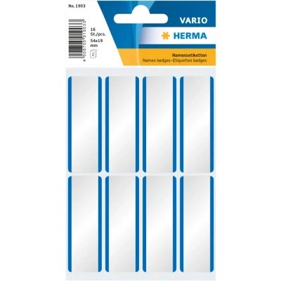 Afbeelding van 10x Herma Naam etiketten 54x19 mm wit/blauw strepen verwijderbaar acet
