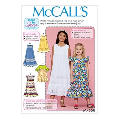 Afbeelding van Mccall&#039;s Patronen 7558 CCE, kinderjurken, maten 3 6, Tissue, Multi kleuren, 17 x 0.5 0.07 cm