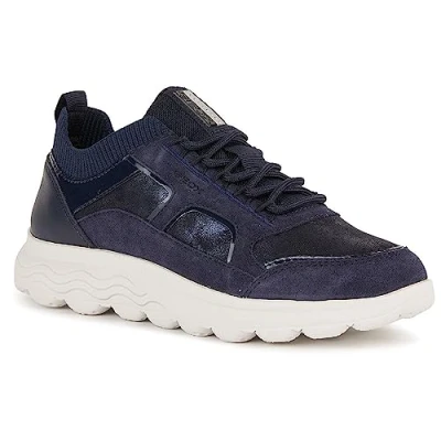 Afbeelding van Geox D Spherica Sneakers laag, Dames, Maat: 37, Navy Leer/ synthetisch