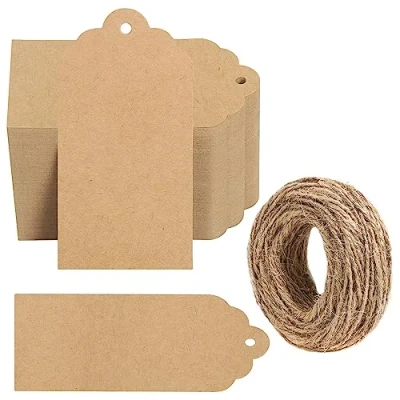 Afbeelding van Belle Vous 1000 Pak Bruin Kraft Papieren Geschenklabels &amp; Koord 5 x 10 cm Rechthoekig Beschrijfbare Hanglabels voor Geschenken, DIY Hobby, Kerstmis, Bruiloft, Verjaardag en Merchandising