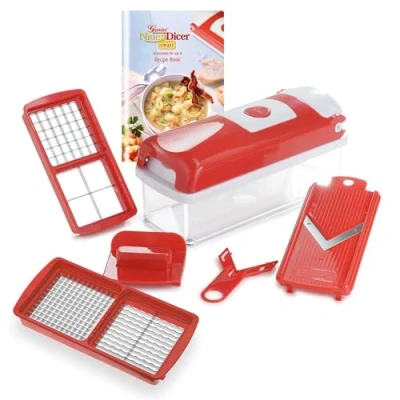 Afbeelding van Genius Nicer Dicer Smart Fruit en groentesnijder, 6 delig, maakt blokjes, schaaft snijdt, inclusief receptenboekje, bekend van tv