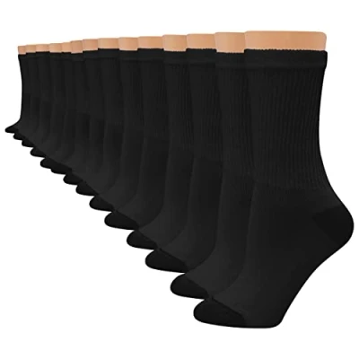 Afbeelding van Hanes Value, Crew zachte vochtafvoerende sokken voor dames, verkrijgbaar in 10 en 14 stuks, Zwart 37 42 EU