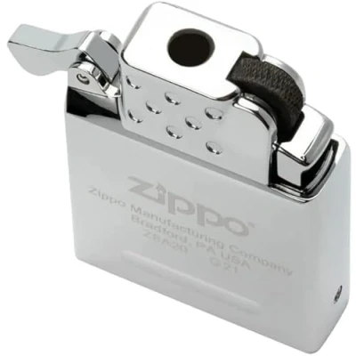 Afbeelding van Zippo® Aansteker met gasinzetstuk, Gele Vlam 65815, winddicht, navulbaar, metalen karakteristieke „klik“, zilverkleurig, geweldig cadeau idee