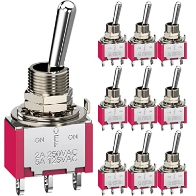 Afbeelding van CLDIY tuimelschakelaar, AC 5 A/125 V, 2 A/250 3 polige aansluitingen aan/uit, standen, DPDT miniatuur auto, dashboard, 10 stuks