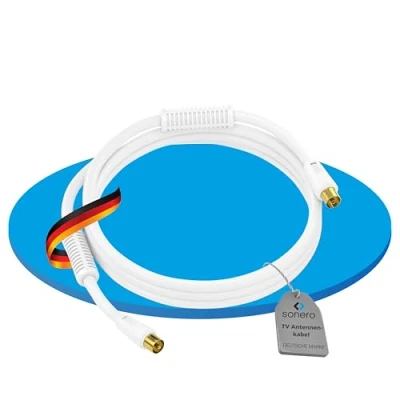 Afbeelding van Sonero antennekabel IEC stekker/IEC stekker met ferriet 3,00 m, wit
