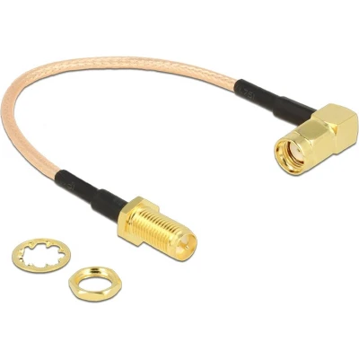 Afbeelding van RP SMA (m) (v) haakse inbouw adapter RG316 50 Ohm / transparant 0,15 meter