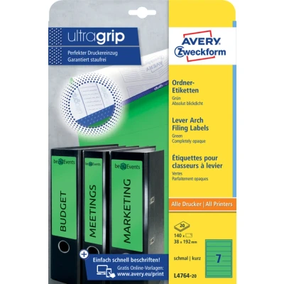 Afbeelding van Rugetiket Avery Zweckform smal 38x192mm zelfklevend groen