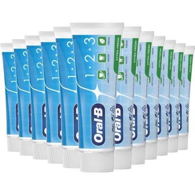 Afbeelding van 12x Oral B Tandpasta 1 2 3 Frisse mint 75 ml