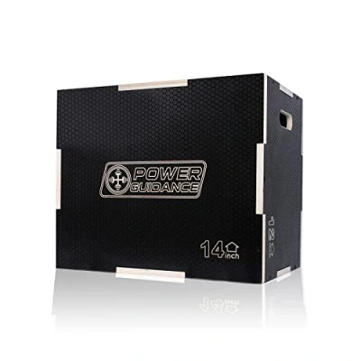 Afbeelding van POWER GUIDANCE Houten plyo box, jump ideaal voor cross training, 75/60/50 cm, 60/50/40 40/35/30 plyometrische springbox, zwart S