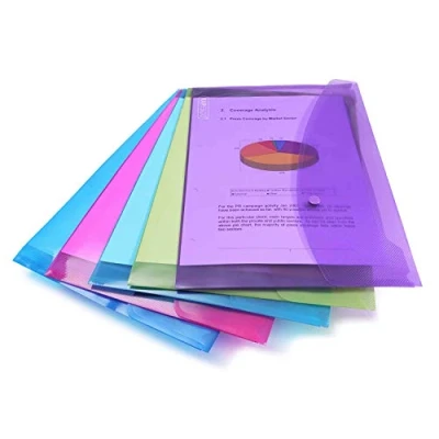 Afbeelding van Rapesco 0688 Transparante Documentenmap met Drukknoop, A4+, Diverse Felle Kleuren, Verpakking van 5