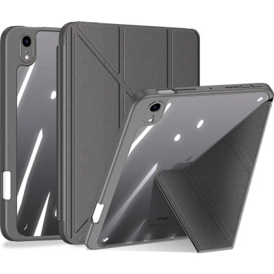 Afbeelding van Dux Ducis Hoes geschikt voor iPad Mini 6 Magneet sluiting Auto Sleep/Wake functie Met Pencil houder Grijs
