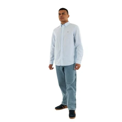 Afbeelding van Tommy Jeans linnen casual overhemd lichtblauw