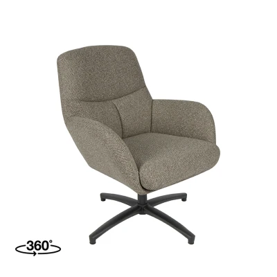 Afbeelding van Label51 Chill Zone draaifauteuil bouclé taupe/zwart Boucle