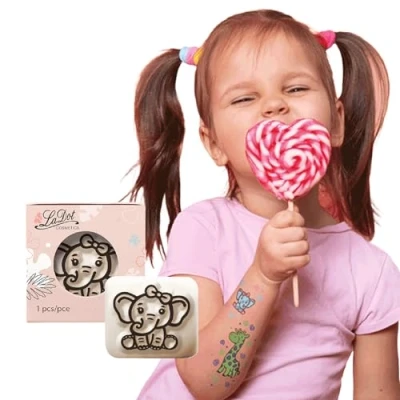 Afbeelding van LaDot Tattoo Stempel Steen S66 Small Olifant Nep Black Kinderen en Volwassenen