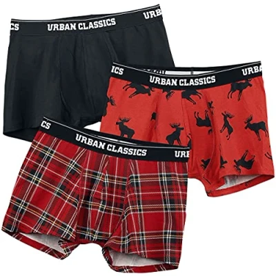 Afbeelding van Urban Classics 3 PACK Onderbroeken, Heren, Maat: Small, Red plaid aop+moose aop+blk