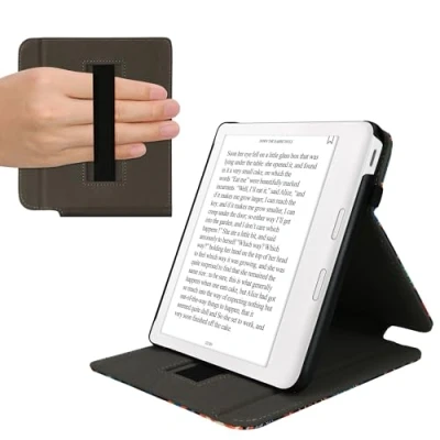 Afbeelding van kwmobile e reader hoesje geschikt voor Kobo Libra Colour hoes Ereader flip case met standaard Kunstleren cover bibliotheek design in meerkleurig
