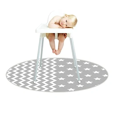 Afbeelding van Splat Mat voor onder hoge stoel wasbare vloerspel, picknickmatten, tafelkleden, draagbare morsmat, waterdichte antislip vloerbescherming baby&#039;s, kinderen, 51 inch