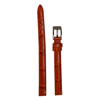 Afbeelding van Horlogeband 8mm Donker oranje Echt leer in croco print Roestvrijstalen gesp