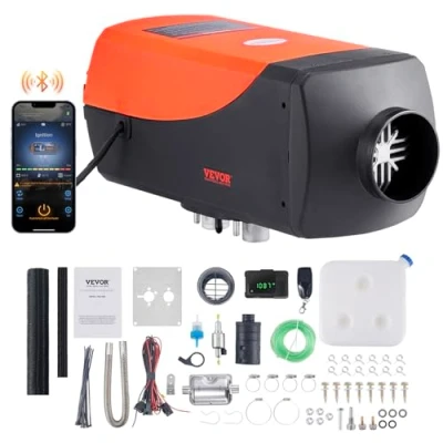 Afbeelding van VEVOR Diesel Standkachel 8KW 12V Luchtverwarmer met LCD display &amp; afstandsbediening Bluetooth APP Brandstoftank van 10L Autoverwarming Auto Heater Voor auto&#039;s, campers, bussen, bestelwagens, vrachtwagens, boten