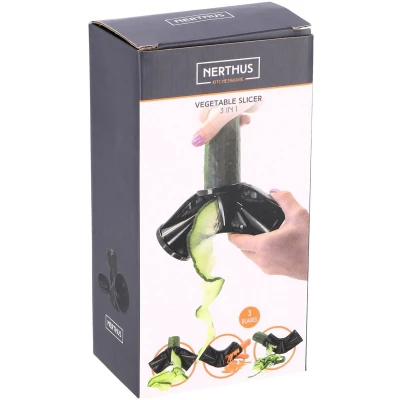 Afbeelding van NERTHUS FIH 912 groenteschiller en fruitschiller 3 in 1, zwart, soorten snijsoorten, eenvoudig te bedienen reinigen
