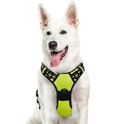 Afbeelding van Eagloo Hondentuig Harnas voor Grote Honden Anti pull Medium Borst Geen Veiligheidsharnas Auto Labrador Puppy Joggen Breakaway Zacht Gewatteerd Groen XL