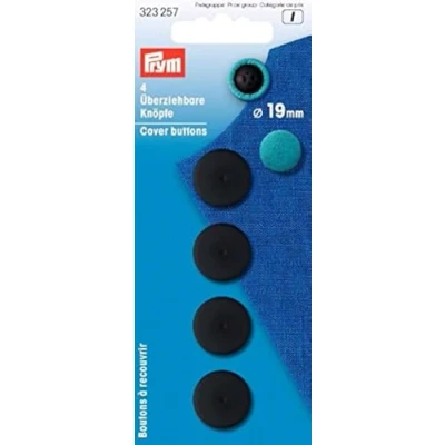 Afbeelding van Prym Zwart Kunststof 19mm Cover Knoppen (4st), 14 x 6 1 cm
