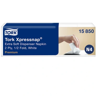 Afbeelding van Tork Xpressnap dispenserservet 21,3x16,5cm 2 laags 1/2 vouw wit 5x200x8