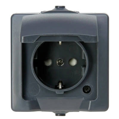 Afbeelding van Nautic Enkel Stopcontact IP44 met Randaarde Antraciet
