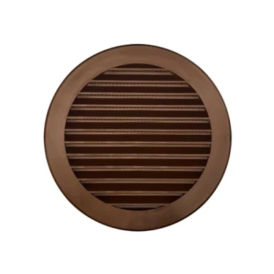 Afbeelding van H&amp;C VENT ventilatierooster, kunststof afvoerluchtrooster, buitenrooster met insectenbescherming, luchtrooster, afvoerkap, rond luchtgeleidingselement, bruin, diameter 125