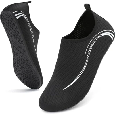 Afbeelding van Sixspace Waterschoenen voor dames en heren, sneldrogend, zwemschoenen, strandschoenen, aquaschoenen, surfschoenen, lichte neopreen schoenen, maat 34 47, zwart, 47 EU