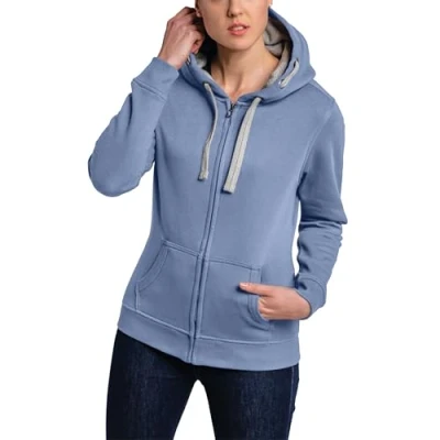 Afbeelding van HRM Damesjas met capuchon, premium capuchonjack contrasterende binnenvoering, basic hoodie ritssluiting, hoogwaardige en duurzame damestops, hemelsblauw, 4XL