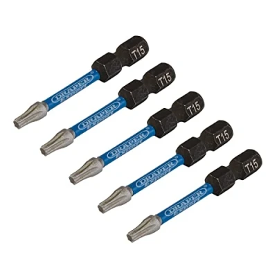 Afbeelding van Draper 05651 TX Star Impact schroevendraaier bits, T15 x 50mm (Pack van 5)